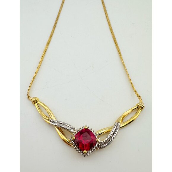 Elegant Lab Created Ruby and White Sapphire Infinite Loop Necklace - Picture 3 of 12